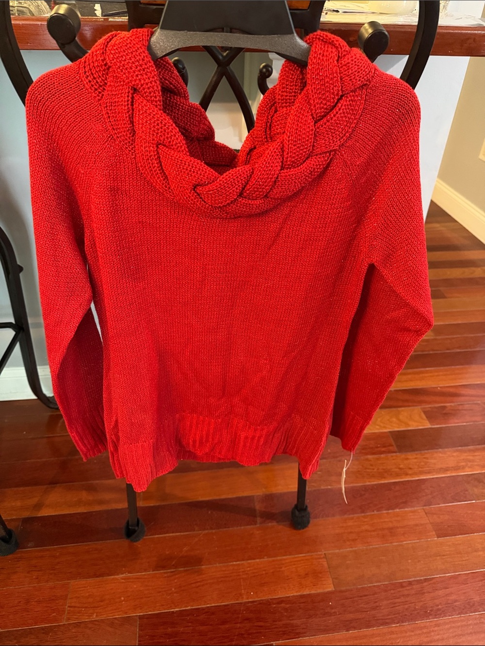 JohnPaulRichard Red Braided Cowl Neck Sweater